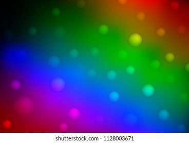 Dark Multicolor, Rainbow vector background with bubbles. Modern abstract illustration with colorful water drops. The pattern can be used for ads, leaflets of liquid.