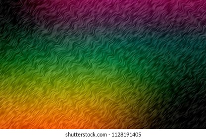 Dark Multicolor, Rainbow vector background with bent ribbons. Shining illustration, which consist of blurred lines, circles. Pattern for your business design.