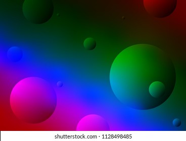 Dark Multicolor, Rainbow vector background with bubbles. Beautiful colored illustration with blurred circles in nature style. Pattern can be used as texture of water, rain drops.