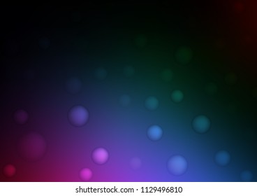 Dark Multicolor, Rainbow vector background with dots. Abstract illustration with colored bubbles in nature style. New design for ad, poster, banner of your website.