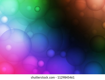 Dark Multicolor, Rainbow vector background with bubbles. Blurred bubbles on abstract background with colorful gradient. The pattern can be used for beautiful websites.