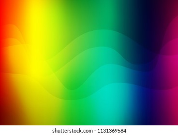 Dark Multicolor, Rainbow vector background with bent ribbons. Glitter abstract illustration with wry lines. A completely new template for your business design.