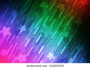 Dark Multicolor, Rainbow vector background with straight lines. Shining colored illustration with narrow lines. Smart design for your business advert.