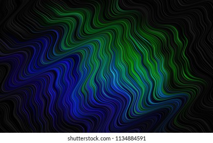 Dark Multicolor, Rainbow vector background with bent ribbons. Geometric illustration in marble style with gradient.  The template for cell phone backgrounds.