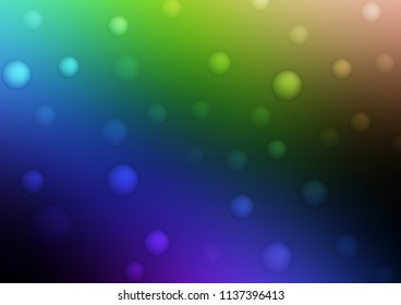 Dark Multicolor, Rainbow vector background with dots. Glitter abstract illustration with blurred drops of rain. New design for ad, poster, banner of your website.