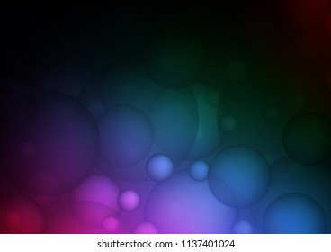 Dark Multicolor, Rainbow vector background with dots. Blurred bubbles on abstract background with colorful gradient. New design for ad, poster, banner of your website.