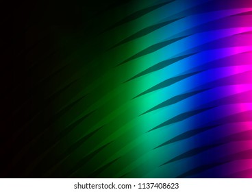 Dark Multicolor, Rainbow vector background with straight lines. Decorative shining illustration with lines on abstract template. The pattern can be used as ads, poster, banner for commercial.