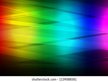 Dark Multicolor, Rainbow vector background with straight lines. Modern geometrical abstract illustration with staves. Smart design for your business advert.