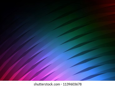 Dark Multicolor, Rainbow vector background with straight lines. Lines on blurred abstract background with gradient. Best design for your ad, poster, banner.
