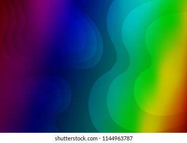 Dark Multicolor, Rainbow vector background with liquid shapes. Shining crooked illustration in marble style. The best blurred design for your business.