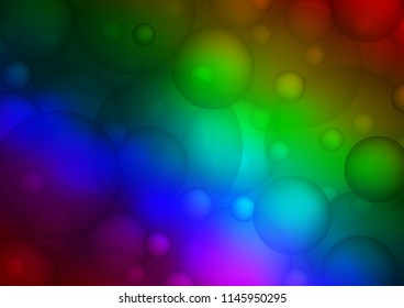 Dark Multicolor, Rainbow vector background with dots. Modern abstract illustration with colorful water drops. The pattern can be used for ads, leaflets of liquid.