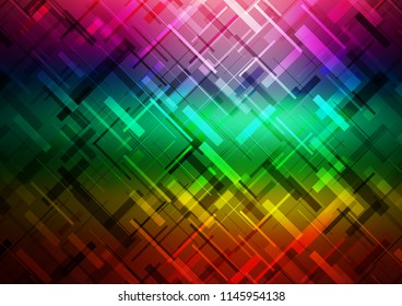 Dark Multicolor, Rainbow vector background with straight lines. Modern geometrical abstract illustration with staves. The pattern can be used for websites.