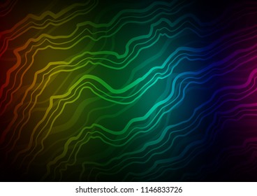 Dark Multicolor, Rainbow vector background with bent lines. Geometric illustration in marble style with gradient.  The elegant pattern for brand book.