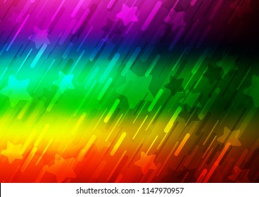 Dark Multicolor, Rainbow vector background with straight lines. Decorative shining illustration with lines on abstract template. The pattern can be used as ads, poster, banner for commercial.