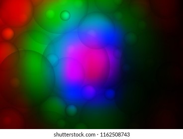 Dark Multicolor, Rainbow vector background with dots. Glitter abstract illustration with blurred drops of rain. New design for ad, poster, banner of your website.