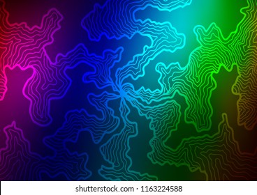 Dark Multicolor, Rainbow vector background with liquid shapes. Shining crooked illustration in marble style. Brand new design for your ads, poster, banner.