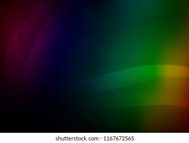 Dark Multicolor, Rainbow vector background with bent ribbons. Colorful abstract illustration with gradient lines. New composition for your brand book.