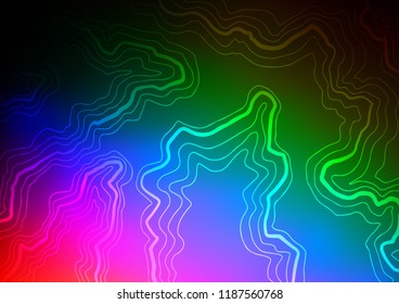 Dark Multicolor, Rainbow vector background with bent lines. Geometric illustration in marble style with gradient.  Pattern for your business design.