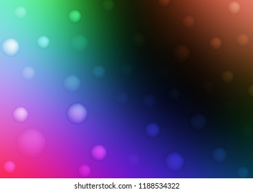 Dark Multicolor, Rainbow vector background with dots. Modern abstract illustration with colorful water drops. The pattern can be used for ads, leaflets of liquid.