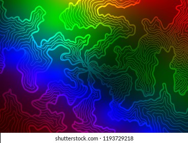 Dark Multicolor, Rainbow vector background with curved circles. Modern gradient abstract illustration with bandy lines. Marble design for your web site.