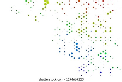 Dark Multicolor, Rainbow vector background with bubbles. Glitter abstract illustration with blurred drops of rain. Template for your brand book.