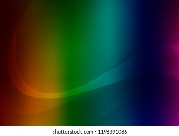 Dark Multicolor, Rainbow vector background with abstract lines. Shining illustration, which consist of blurred lines, circles. A new texture for your  ad, booklets, leaflets.