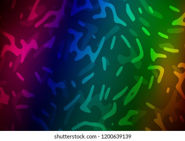 Dark Multicolor, Rainbow vector background with bubble shapes. Glitter abstract illustration with wry lines. Marble style for your business design.