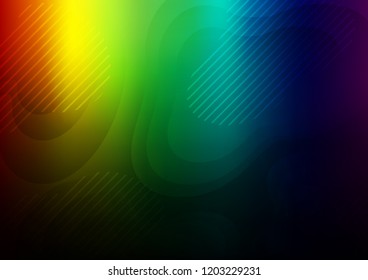 Dark Multicolor, Rainbow vector background with straight lines. Decorative shining illustration with lines on abstract template. The pattern can be used for websites.