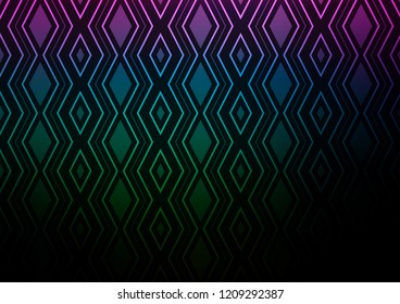 Dark Multicolor, Rainbow vector background with lines, rhombuses. Colorful decorative design in simple style with lines, rhombuses. Pattern for ads, posters, banners.