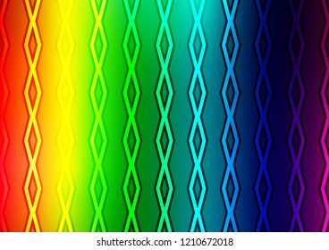 Dark Multicolor, Rainbow vector background with lines, rhombuses. Colorful lines, squares on abstract background with gradient. Backdrop for TV commercials.