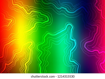Dark Multicolor, Rainbow vector background with bent ribbons. Colorful illustration in abstract marble style with gradient. Marble design for your web site.