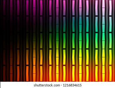 Dark Multicolor, Rainbow vector background with straight lines. Glitter abstract illustration with colored sticks. Best design for your ad, poster, banner.