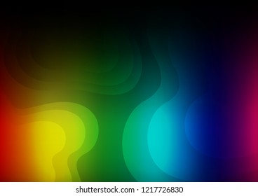 Dark Multicolor, Rainbow vector background with curved circles. Creative geometric illustration in marble style with gradient. New composition for your brand book.