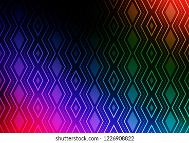 Dark Multicolor, Rainbow vector background with lines, rhombuses. Colorful illustration with lines, cubes on abstract template. Best design for your ad, poster, banner.