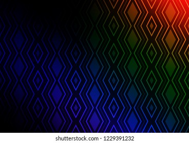 Dark Multicolor, Rainbow vector background with lines, rhombuses. Colorful illustration with lines, cubes on abstract template. Pattern for websites, landing pages.
