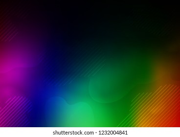 Dark Multicolor, Rainbow vector background with straight lines. Lines on blurred abstract background with gradient. The pattern can be used for busines ad, booklets, leaflets