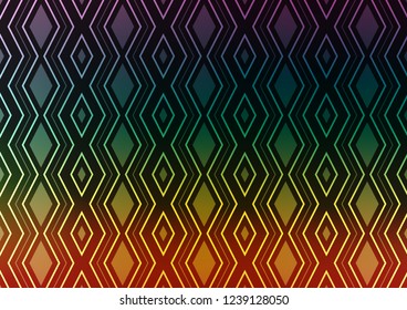 Dark Multicolor, Rainbow vector background with lines, rhombuses. Colorful lines, squares on abstract background with gradient. Pattern for websites, landing pages.
