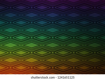 Dark Multicolor, Rainbow vector background with lines, rhombuses. Colorful illustration with lines, cubes on abstract template. Pattern for business booklets, leaflets.