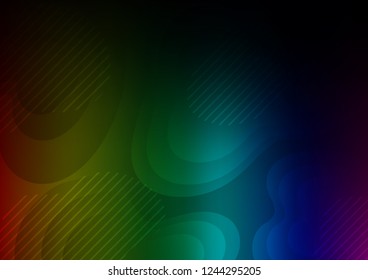 Dark Multicolor, Rainbow vector background with straight lines. Lines on blurred abstract background with gradient. The pattern can be used for busines ad, booklets, leaflets