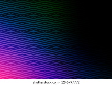 Dark Multicolor, Rainbow vector background with lines, rhombuses. Shining colorful illustration with lines, rectangles. Pattern for websites, landing pages.