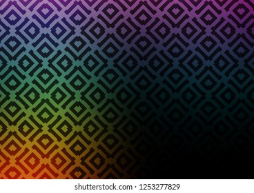 Dark Multicolor, Rainbow vector background with lines, rhombuses. Colorful lines, squares on abstract background with gradient. Pattern for business booklets, leaflets.