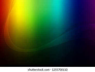 Dark Multicolor, Rainbow vector background with bent lines. A sample with blurred bubble shapes. Textured wave pattern for backgrounds.