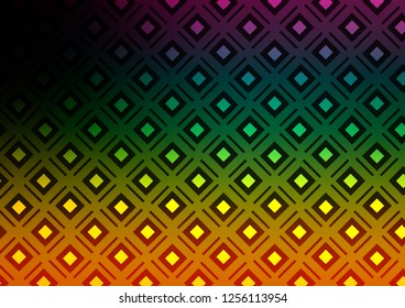 Dark Multicolor, Rainbow vector background with lines, rhombuses. Modern geometric abstract illustration with lines, squares. Best design for your ad, poster, banner.