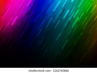 Dark Multicolor, Rainbow vector background with straight lines. Decorative shining illustration with lines on abstract template. The template can be used as a background.