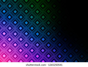 Dark Multicolor, Rainbow vector background with lines, rhombuses. Shining colorful illustration with lines, rectangles. Pattern for ads, posters, banners.