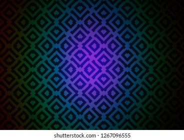 Dark Multicolor, Rainbow vector background with lines, rhombuses. Colorful lines, squares on abstract background with gradient. Best design for your ad, poster, banner.