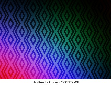 Dark Multicolor, Rainbow vector background with lines, rhombuses. Colorful illustration with lines, cubes on abstract template. Backdrop for TV commercials.