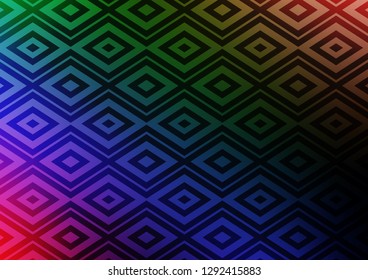 Dark Multicolor, Rainbow vector background with lines, rhombuses. Shining colorful illustration with lines, rectangles. Best design for your ad, poster, banner.