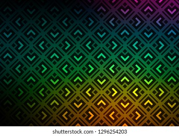 Dark Multicolor, Rainbow vector background with lines, rhombuses. Shining colorful illustration with lines, rectangles. Best design for your ad, poster, banner.