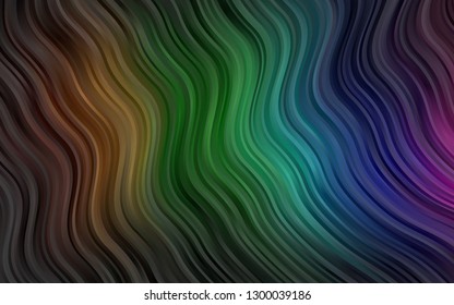 Dark Multicolor, Rainbow vector background with bent lines. Brand new colored illustration in marble style with gradient. The best blurred design for your business.